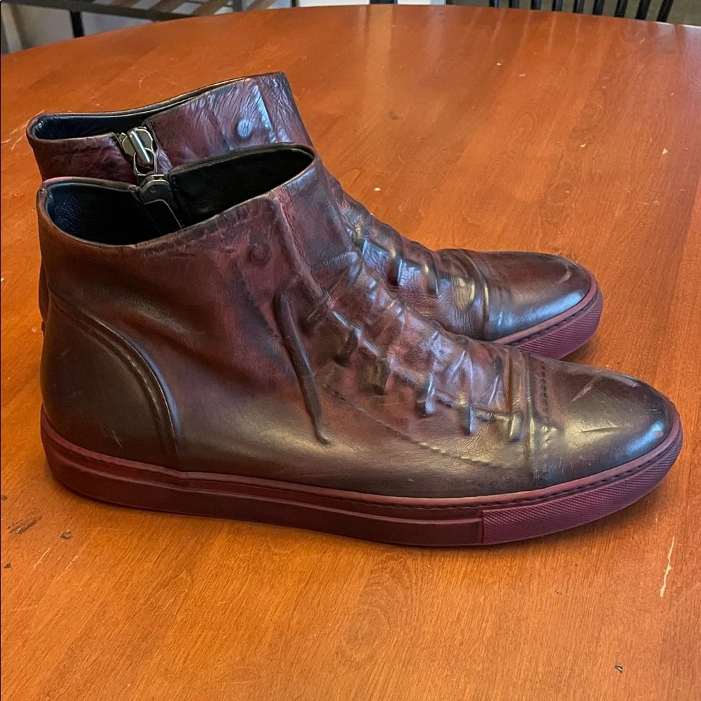 John Varvatos 315 Men’s Leather Side Zip Boots, Size 11 (Reddish Brown) - Picture 4 of 8